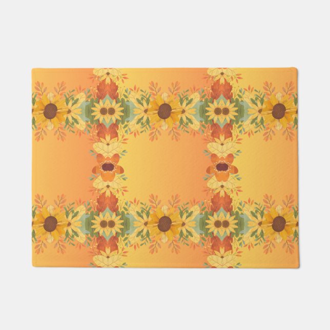 Fall Pumpkin Spice Halloween Thanksgiving Pumpkins Doormat (Front)