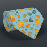 Fall Pumpkin & Squash Pattern On Teal  Tie<br><div class="desc">Introducing the "Fall Pumpkin & Squash Pattern on Teal" collection, a perfect blend of autumn's warmth and vibrant colours. This collection features beautifully illustrated pumpkins and squashes in rich oranges, yellows, and greens, set against a chic teal background. Ideal for those who love to celebrate the harvest season, these designs...</div>