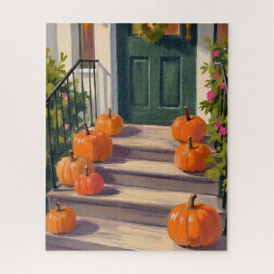 Fall Pumpkin Stoop   Autumn Painting Jigsaw Puzzle