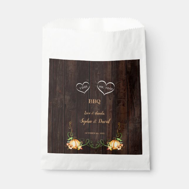 Fall Pumpkin String Lights Old Barn I DO BBQ Favour Bag (Front)