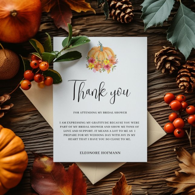 Fall Pumpkin Thank you Bridal Shower Card (Creator Uploaded)