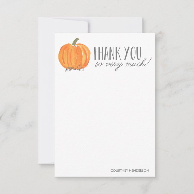 Fall Pumpkin | Thank You Note Card (Front)
