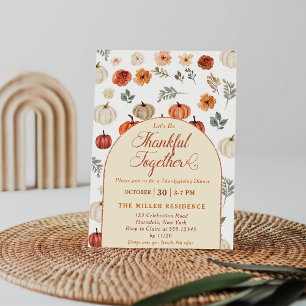 Fall Pumpkin Thanksful Together  Invitation