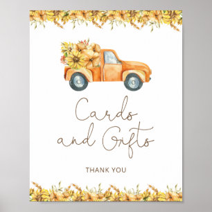 Fall Pumpkin Truck Baby Shower Cards and Gifts Poster