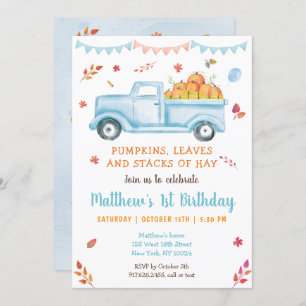 Fall Pumpkin Truck Birthday Invitation