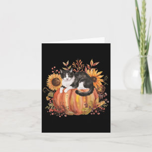Fall Pumpkin Tuxedo Cat Sunflower Thanksgiving Sok Card