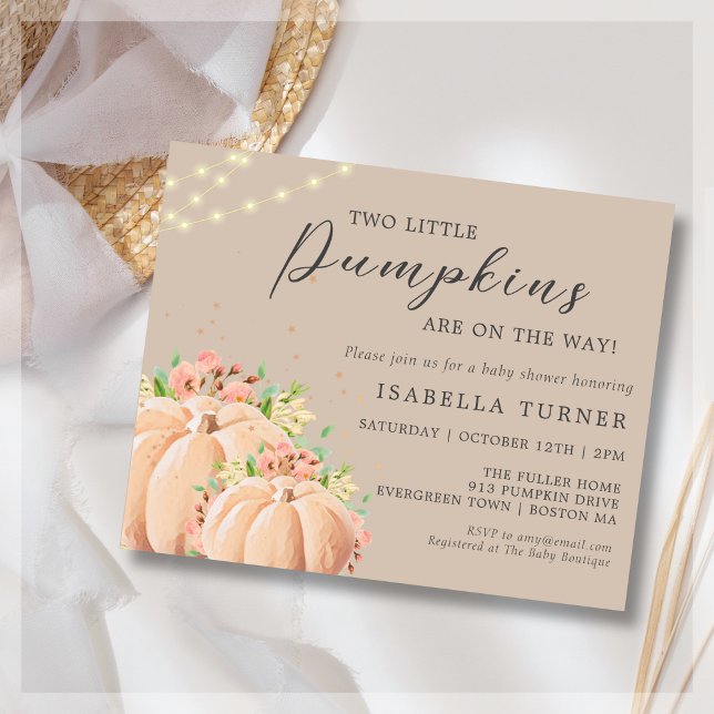 Fall Pumpkin | Twin Baby Shower Invitation (Creator Uploaded)