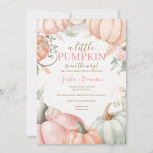 Fall pumpkin watercolor baby shower  invitation