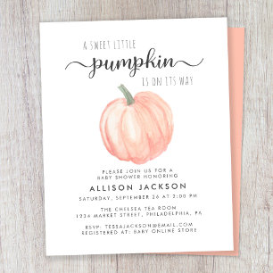 Fall Pumpkin Watercolor Baby Shower Invitation