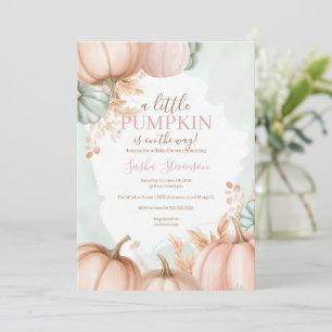 Fall pumpkin watercolor baby shower  invitation