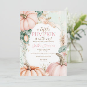 Fall pumpkin watercolor baby shower  invitation