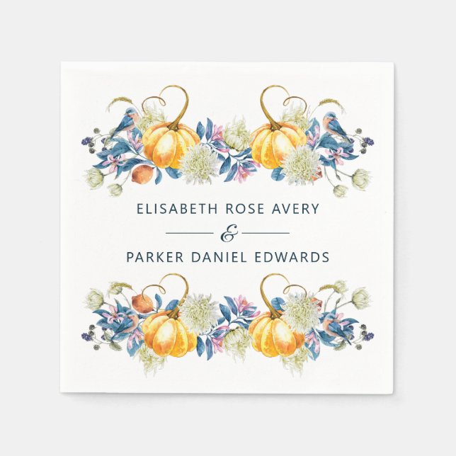 Fall Pumpkin Wedding Custom Napkin (Front)