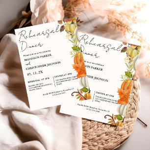 Fall Pumpkin Wedding Rehearsal dinner Invitation