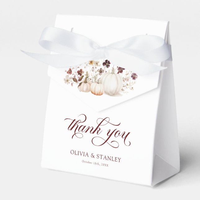 Fall Pumpkin Wedding Thank You Favor Box (Front Side)