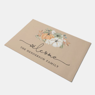 Fall Pumpkin Welcome Family Doormat