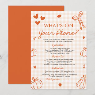 Fall Pumpkin What's on Your Phone Baby Shower Game Invitation
