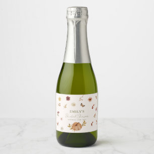 Fall Pumpkin Wildflower Bridal Shower Sparkling Wine Label