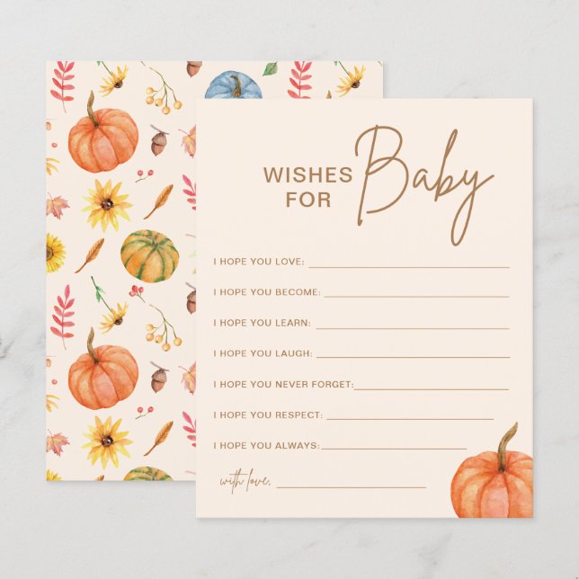Fall Pumpkin Wishes For Baby Shower Game (Front/Back)