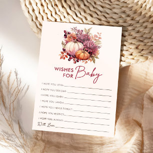 Fall Pumpkin Wishes For Baby Shower Game Card