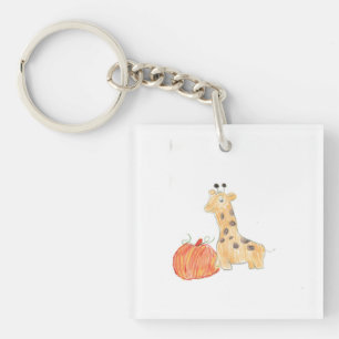 Fall Pumpkin with Giraffe Keychain