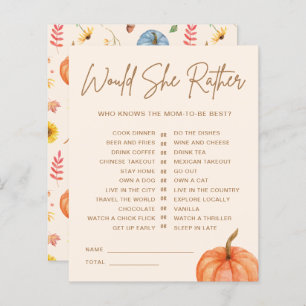 Fall Pumpkin Would She Rather Baby Shower Game