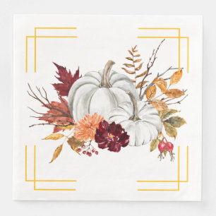 Fall Pumpkins and Florals  Napkin