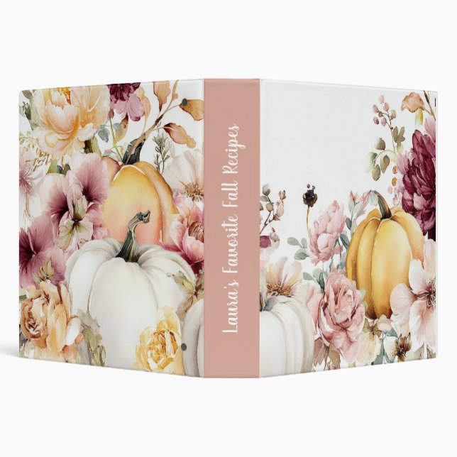 Fall Pumpkins and Flowers Recipes Binder (Background)