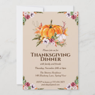 Fall Pumpkins And Foliage Thanksgiving Invitation