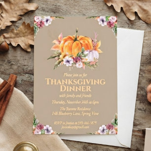 Fall Pumpkins And Foliage Thanksgiving Invitation