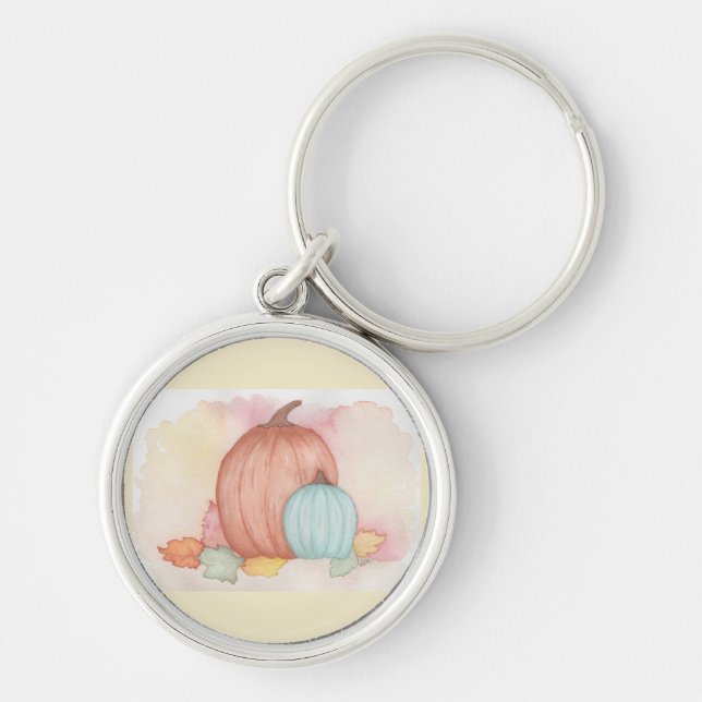 Fall Pumpkins and Leaves Keychain (Front)