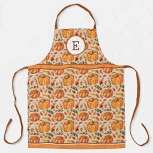 Fall Pumpkins And Leaves Monogrammed Apron