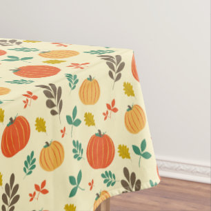 Fall Pumpkins and Leaves Tablecloth