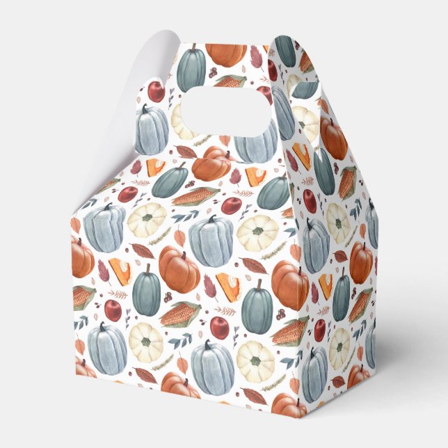 Fall Pumpkins & Autumn Leaves Pattern Favor Box (Front Side)