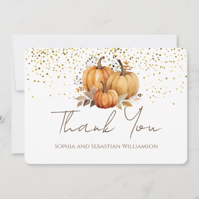 Fall Pumpkins Boho Thank You Card (Front)