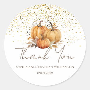Fall Pumpkins Boho Thank You Classic Round Sticker