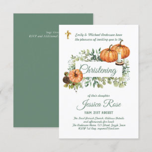Fall Pumpkins Christening Invites Baptism