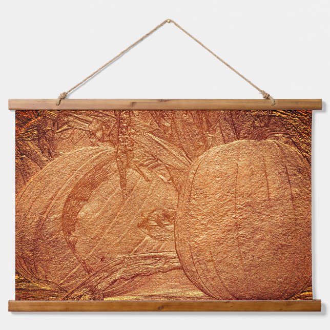Fall Pumpkins Cornstalks Sculpted Effect  Hanging Tapestry (Front)