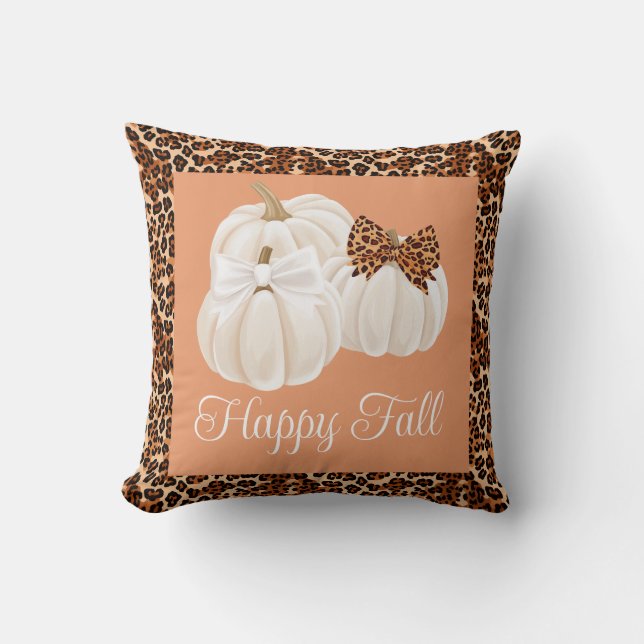 Fall Pumpkins Cute Happy Fall Throw Pillow (Front)