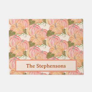 Fall pumpkins family last name custom welcome doormat