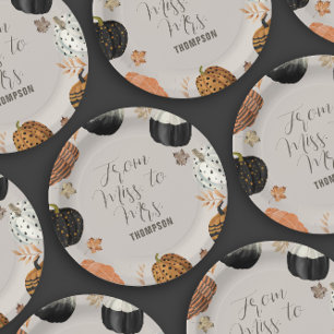 Fall Pumpkins From Miss to Mrs Bridal Shower Paper Plate