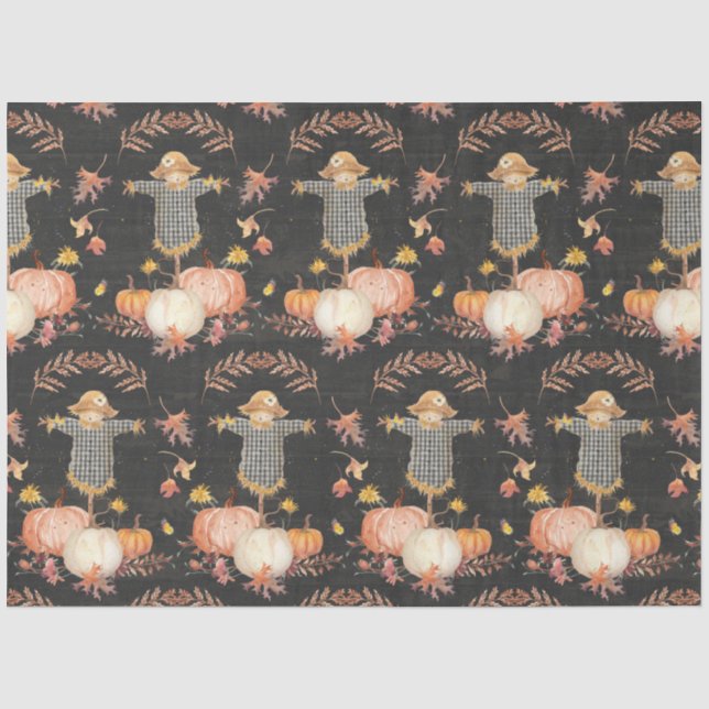 Fall Pumpkins Harvest Floral Autumn Leaf Decoupage Tissue Paper (Front)