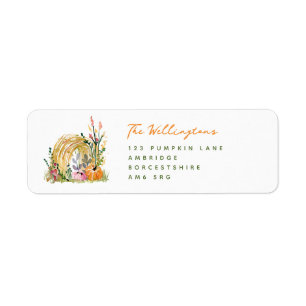 Fall Pumpkins & Hay Bale Return Address