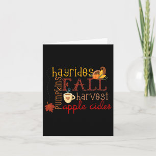 Fall Pumpkins Hayrides Harvest Apples Ciders Autum Card
