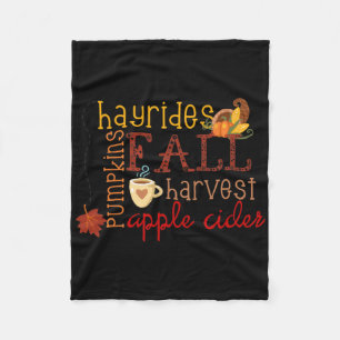Fall Pumpkins Hayrides Harvest Apples Ciders Autum Fleece Blanket
