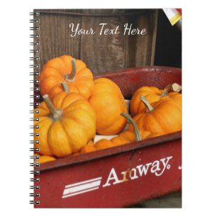 Fall Pumpkins In Old Red Wagon Notebook