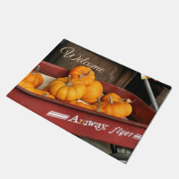 Fall Pumpkins In Old Red Wagon Welcome