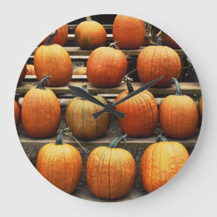 Fall pumpkins large clock