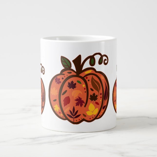 Fall Pumpkins Large Coffee Mug (Front)