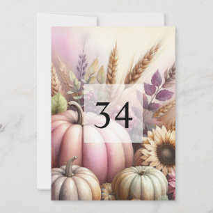 Fall Pumpkins leaves watercolor calligraphy text Invitation
