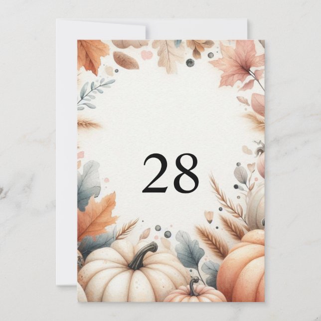 Fall Pumpkins leaves watercolor calligraphy text  Invitation (Front)